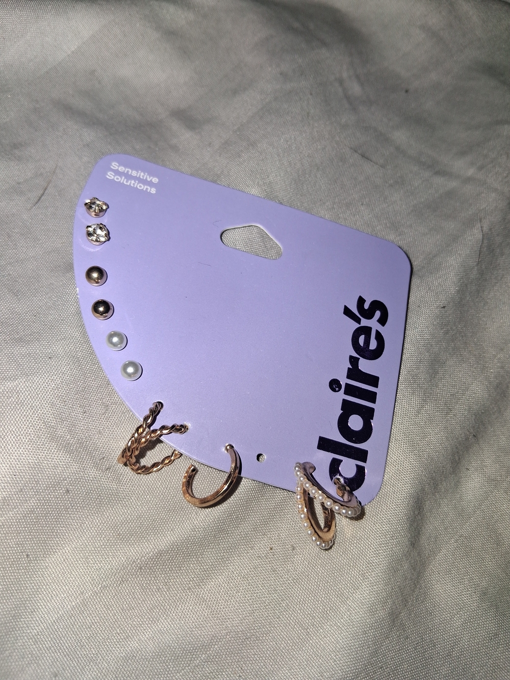 Claire's Rose Gold Hoop and Stud Earring Set - Lavender Card